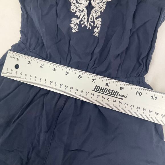 H&M Women Romper Jumpsuit Sleeveless Backless Short Blue Navy size 4 Small - Picture 4 of 8